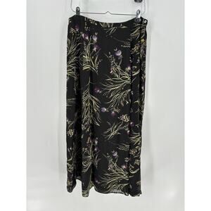 Preston & York Vintage Skirt Womens 16 Black Floral Midi Lined Zip Up Straight